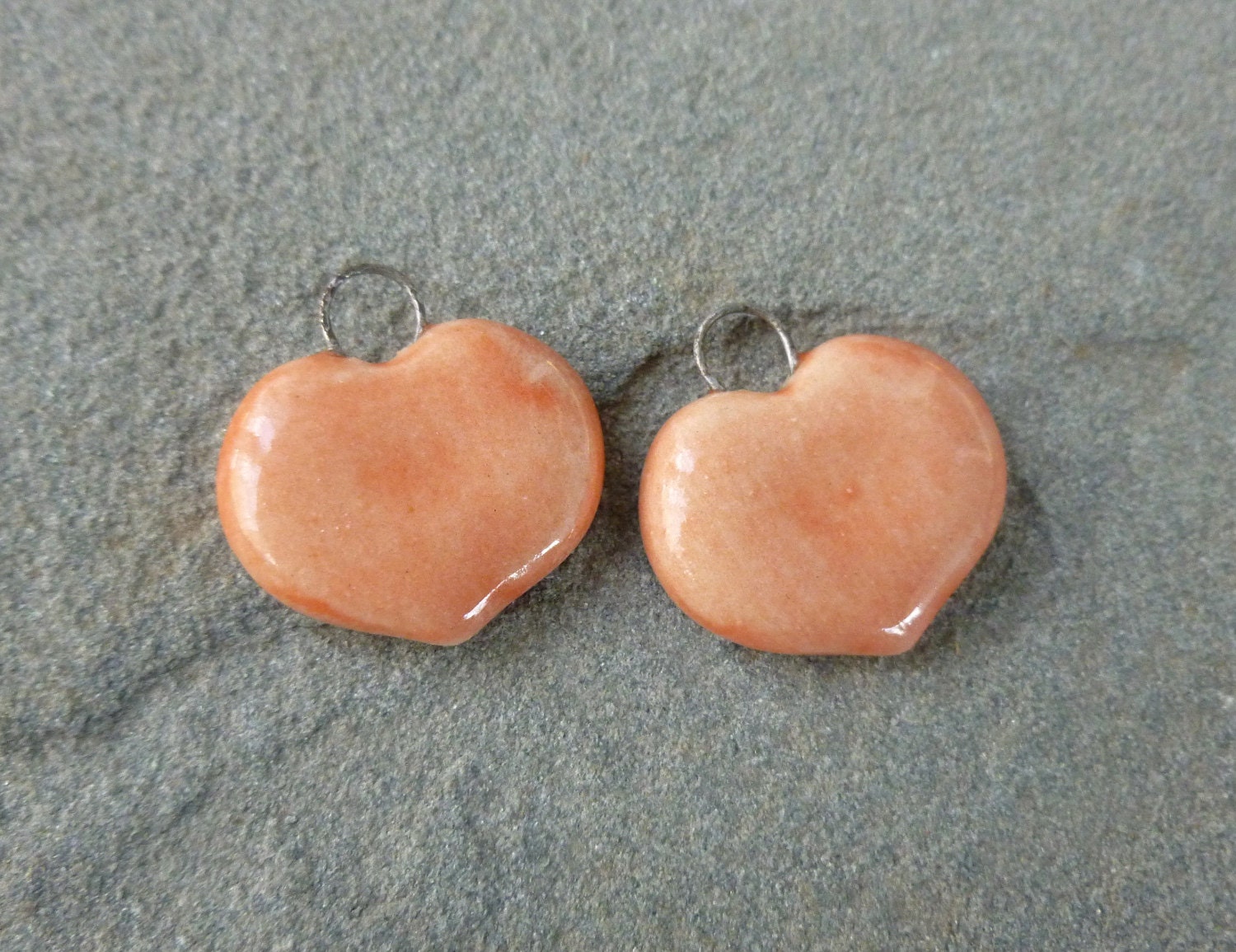 Sunset Porcelain Heart Charm Pair