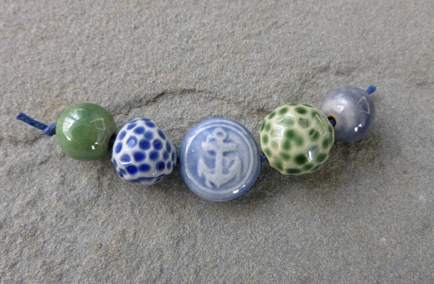 Anchors Away Porcelain Bumpy Bead Set