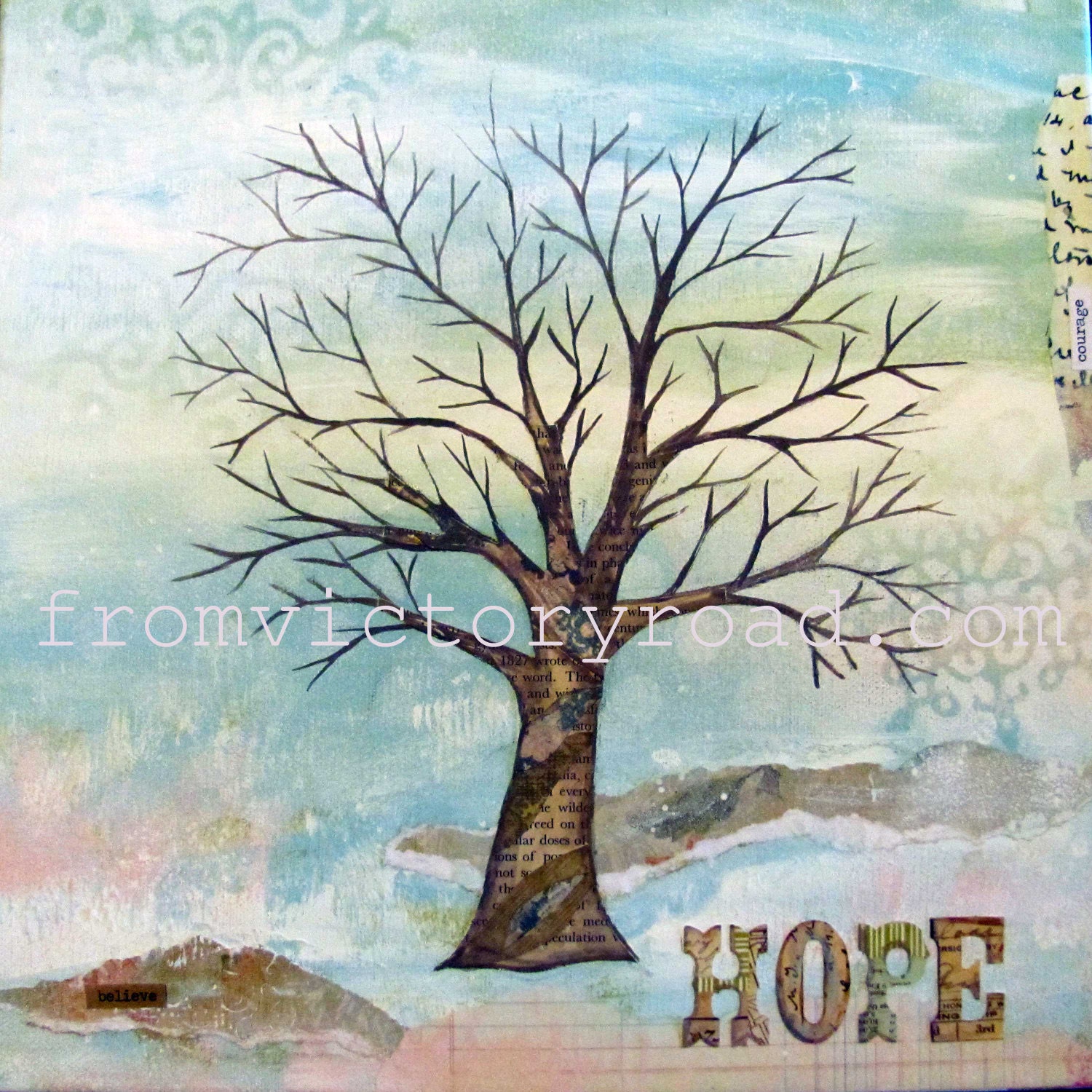 Winter 8 x 8 mixed media print