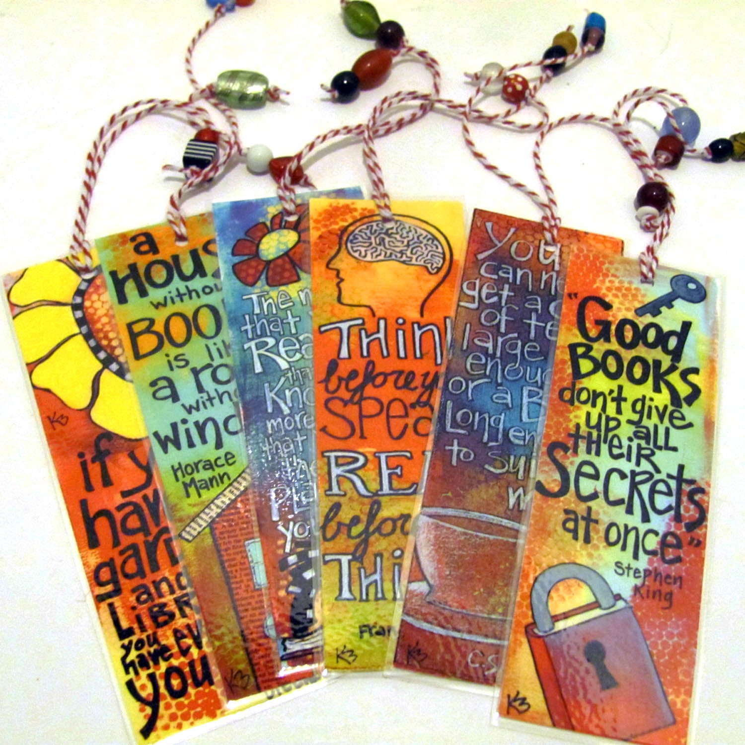 mixed media art print bookmark set