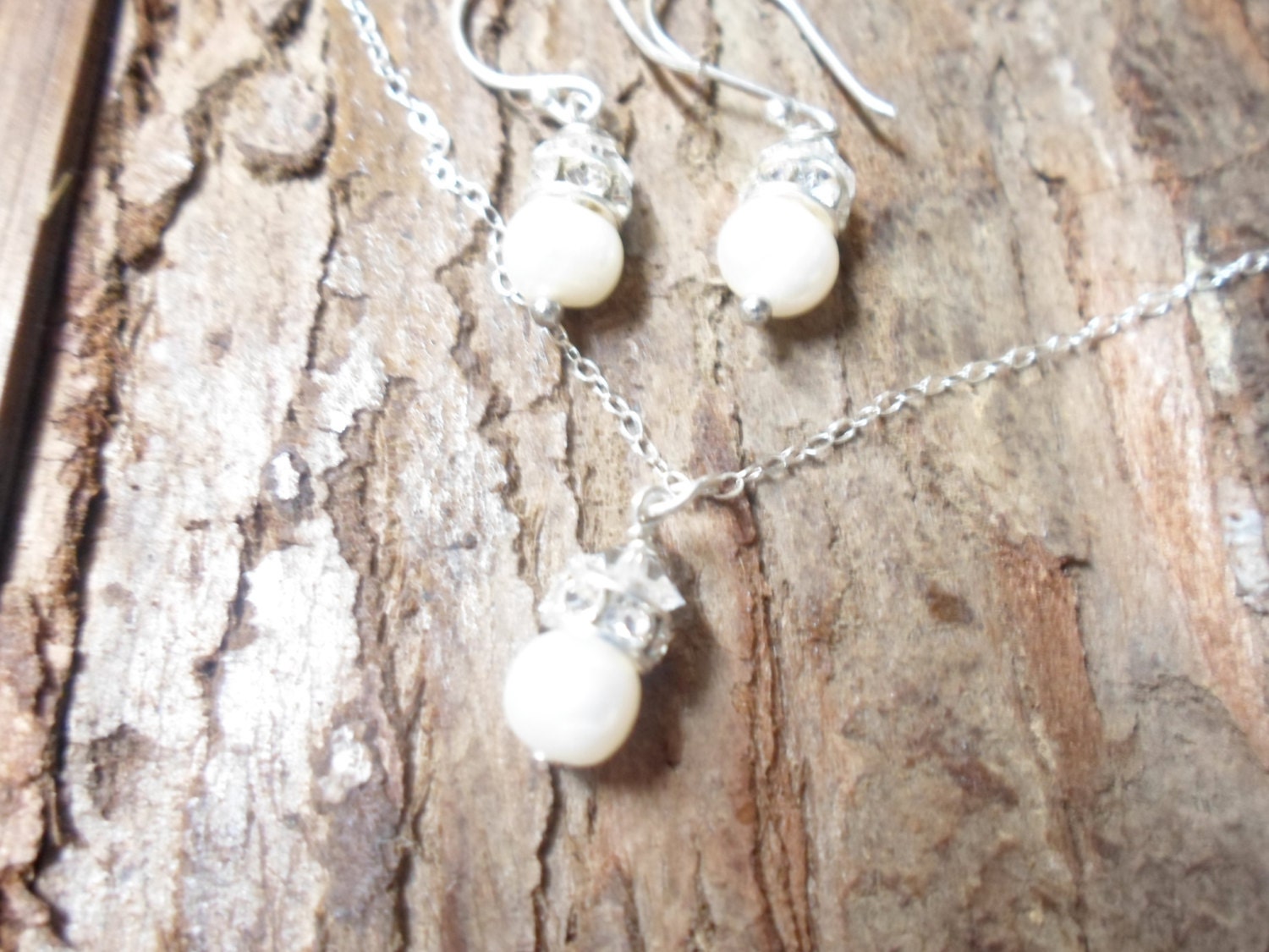 Freshwater Pearls Swarovski Crystals and Sterling Silver Gift Set Mothers Day Gift Special Gift