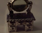 sterling silver vanity dresser movable charm, drawers w/ movable spinning mirror vintage charm wow