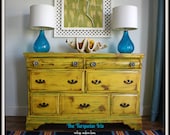 Vintage Dresser in Yellow and Teal