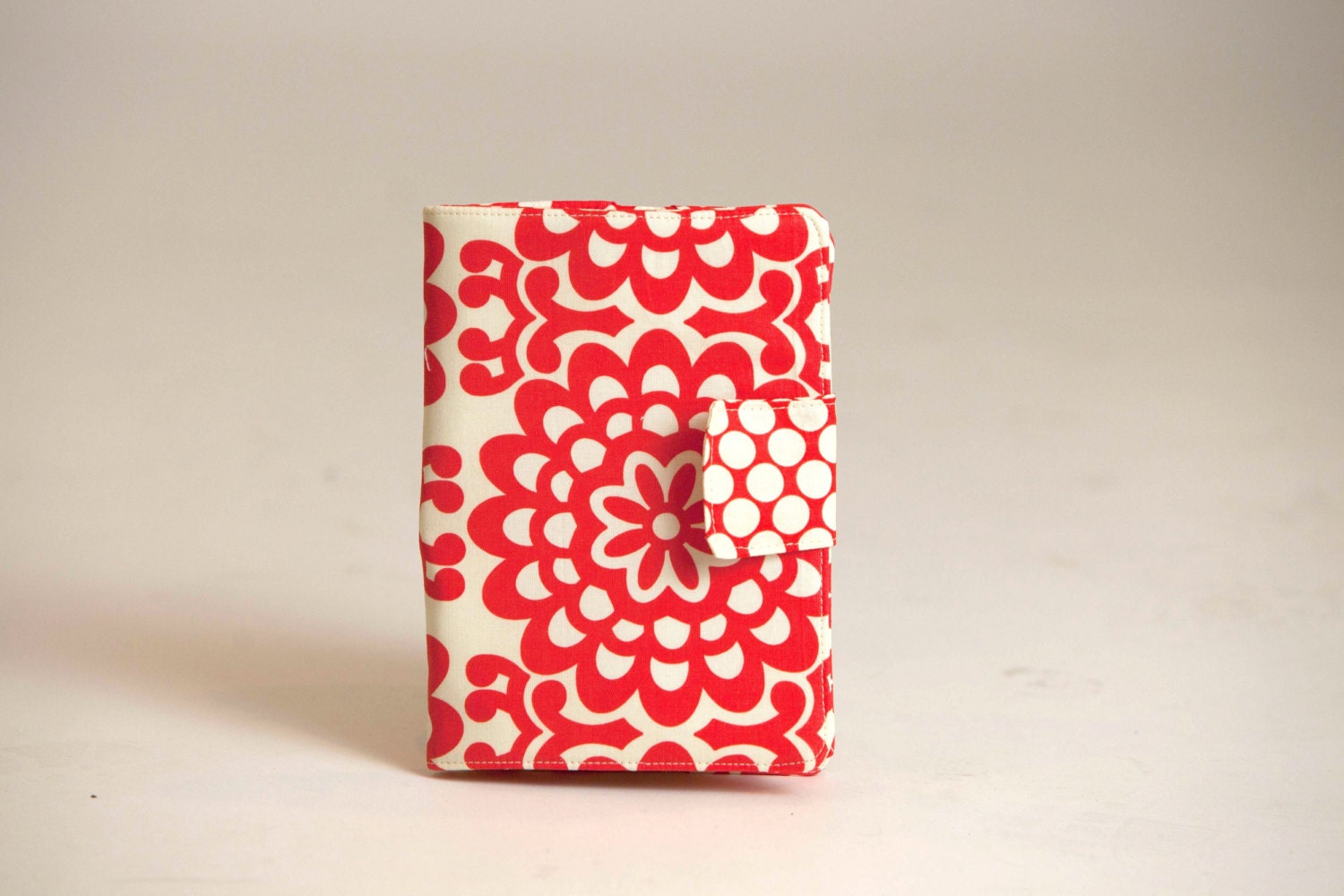 Kindle Fire Case, Kindle Fire Cover, Kindle 3 Cover, Kobo Case, Nook Color Cover, eReader Book Cover - Amy Butler Wallflower, red, ivory