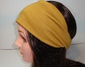 Mustard yellow stretch cotton fabric headband yoga exercise