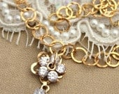 Charm bracelet 14 k goldfield bracelet Classic - 14 k link bracelet with zircon delicate feminine shiny flower