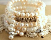 Boho Hippie chic Bracelet Pearls crystals and skulls hand made -  fun summer bracelet.