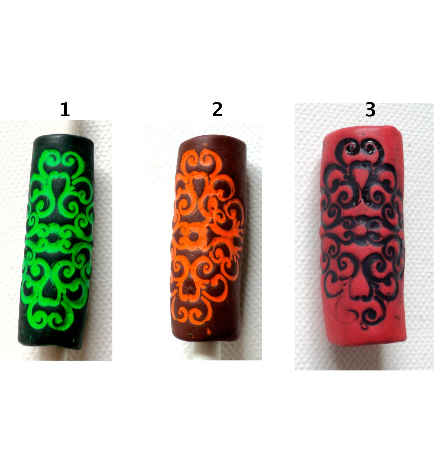 choose color:  black light mandala dread bead tube
