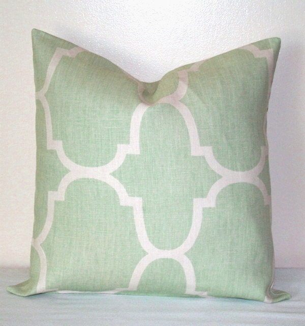 Seafoam Green and White Moroccan 18 inch Decorative Pillows Accent Pillow throw Pillow Cushion Cover