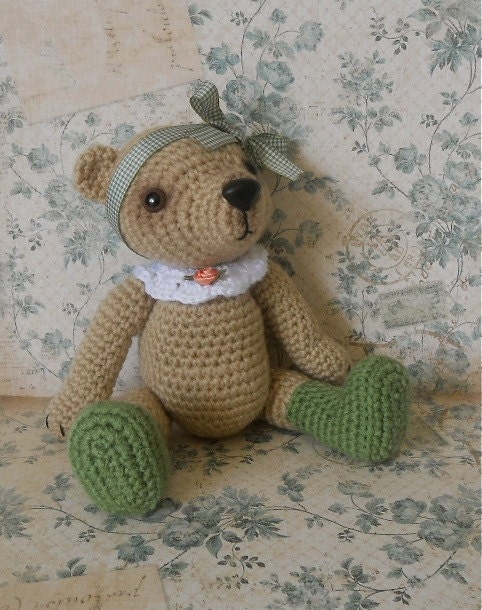 Crochet Teddy Bear - Coco the Jointed Brown Vintage Plush