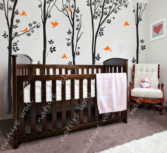 Tree Decals nursery decals Kids wall decals baby decal room decor wall decor wall art forest decals-birds in forest