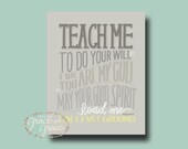 8x10 Fine Art Giclee Print- Teach Me to Do Your Will - Hand Typography - Boys Nursery Art- Baby Dedication