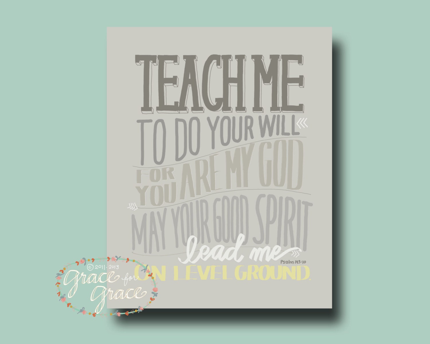 8x10 Fine Art Giclee Print- Teach Me to Do Your Will - Hand Typography - Boys Nursery Art- Baby Dedication