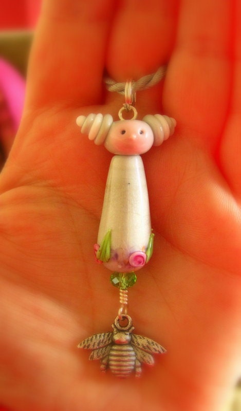 Nanette - Gardener Girl Necklace by Mad Cat Glass - FHF - SRA - GBUK - British Lampwork