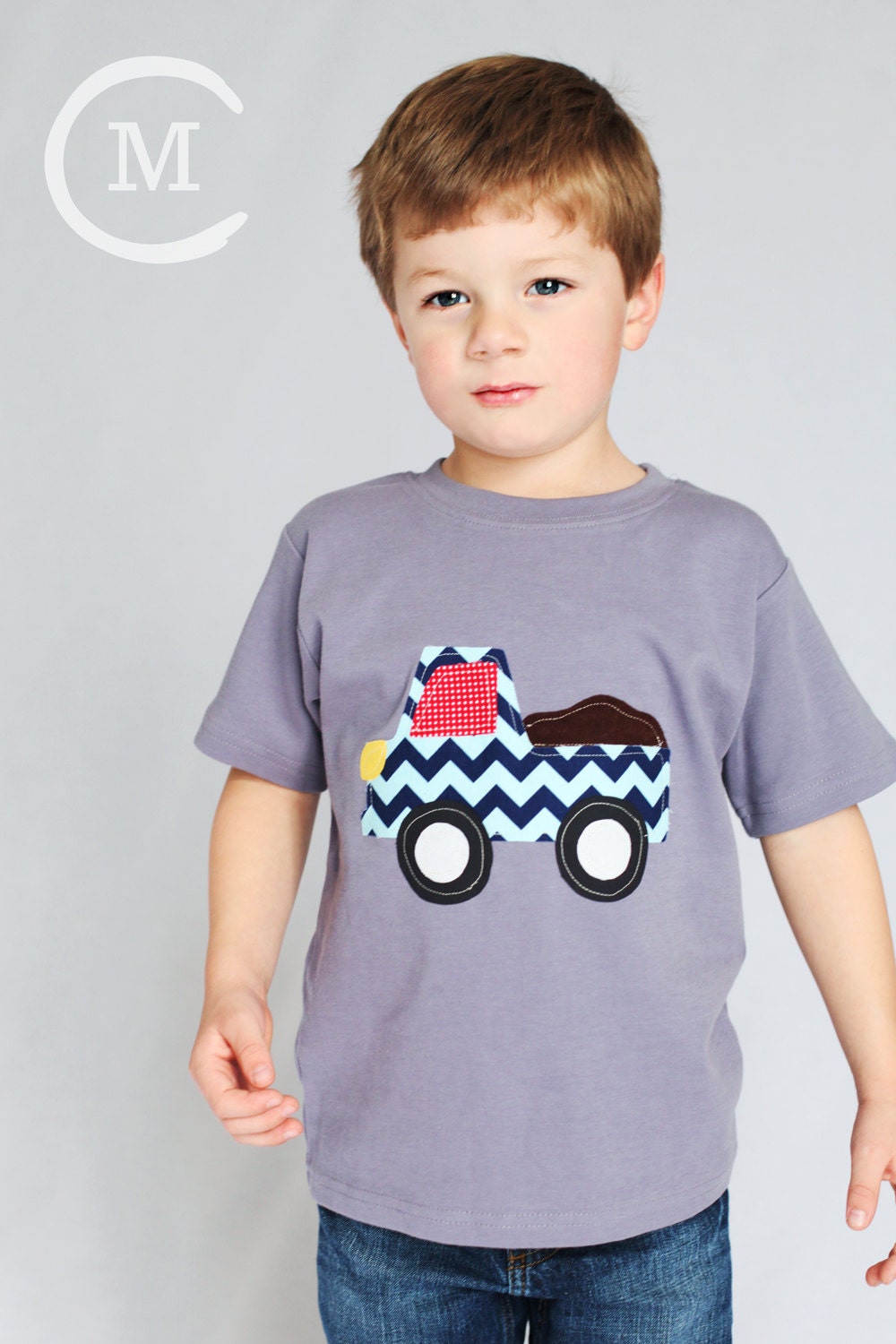 Dumptruck - Boy Shirt - Applique Shirt-  You Choose Shirt Color, Sleeve Length, Letter Colors