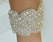 NEW - BEATRICE Bridal beaded bracelet, crystal bracelet, vintage bridal cuff, rhinestone bracelet
