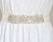 NEW - AGNES - Beaded bridal sash, bridal crystal belt, bridal applique - ready to ship