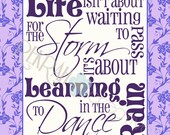 digital download - Life in the Rain Typography Printable in Purple Floral 11x14 Digital Image