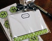 20 flat note cards and  MATCHING ADDRESS  LABELS, personalized or monogrammed (set of 20)