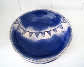 Bunting dish. Indigo blue. Made in Wales, UK.