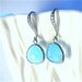 Sky Blue Faceted Glass Earrings, CZ Pave Silver Ear Wires, Bridal Earrings, Bridesmaids, Wedding Fashion Accessory