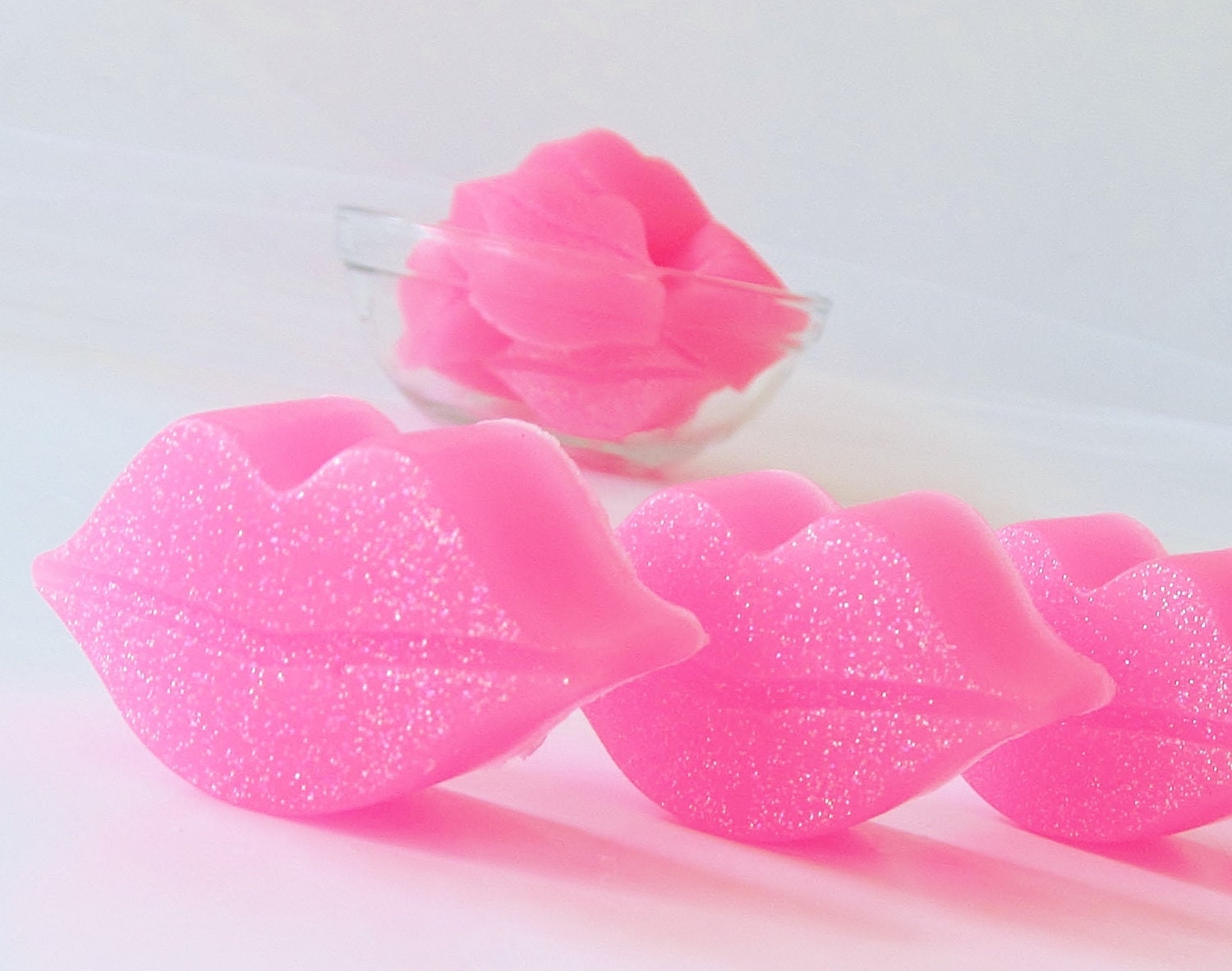 30 BULK Mini Sparkly Diva Lips Soaps - Choose Scent & Color, diy party favors, girls, tween, teen, bachelorette, bridal, kiss, kisses