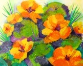 Collage Watercolor of cactus and Yellow Gold Flowers by Colorado Artist Martha Kisling
