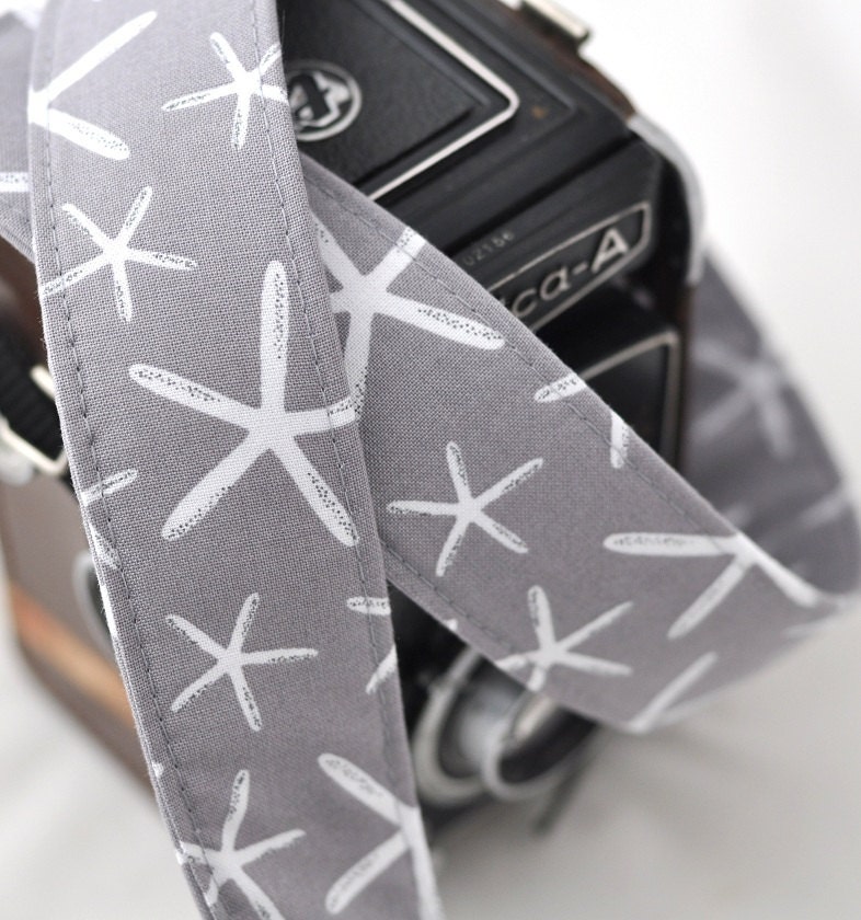 dSLR Camera Strap - Grey Starfish - Nautical Camera Strap - Summer Accessories - Spring Accessories Spring Fashion