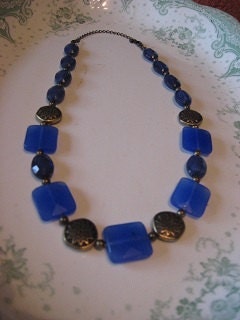 Blue Cut Stone Necklace Sun Salutation