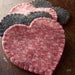 Heart Shaped Coasters- Reclaimed Wool Felt- Pink and Gray