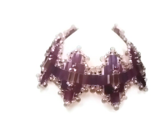 Amethyst Diamond Shaped Beaded Bracelet