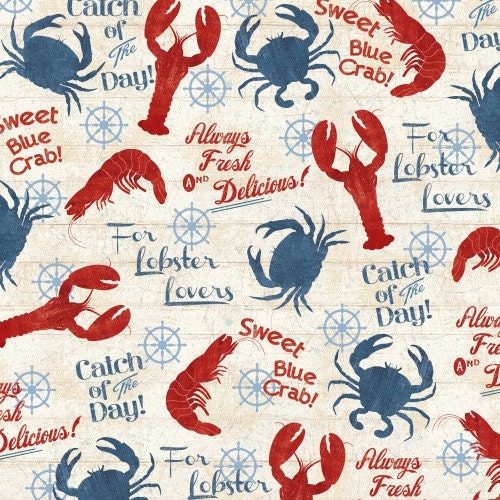 Lobster Lovers Catch of the Day Windham Fabrics One Yard