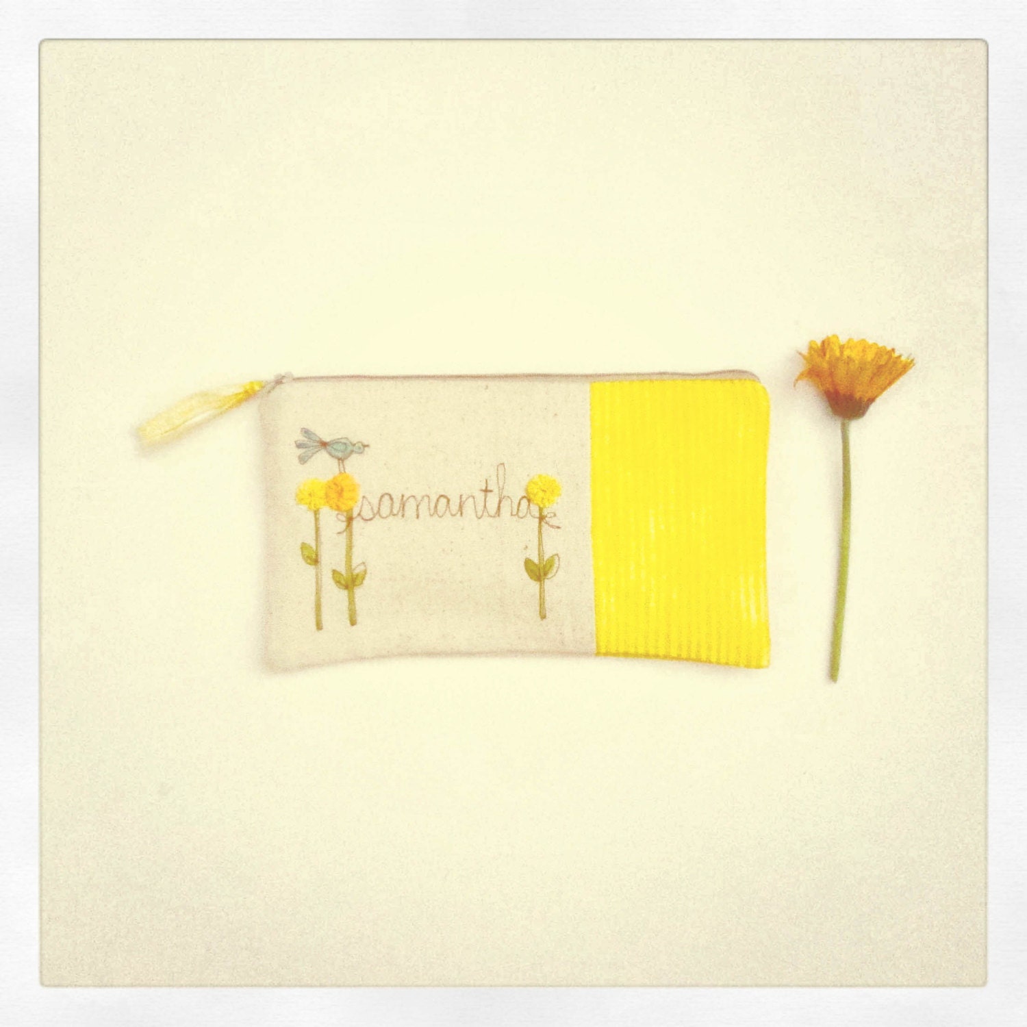gift for maid of honor, sunshine yellow clutch, personalized bridesmaid gift, MADE TO ORDER by mamableudesigns on etsy