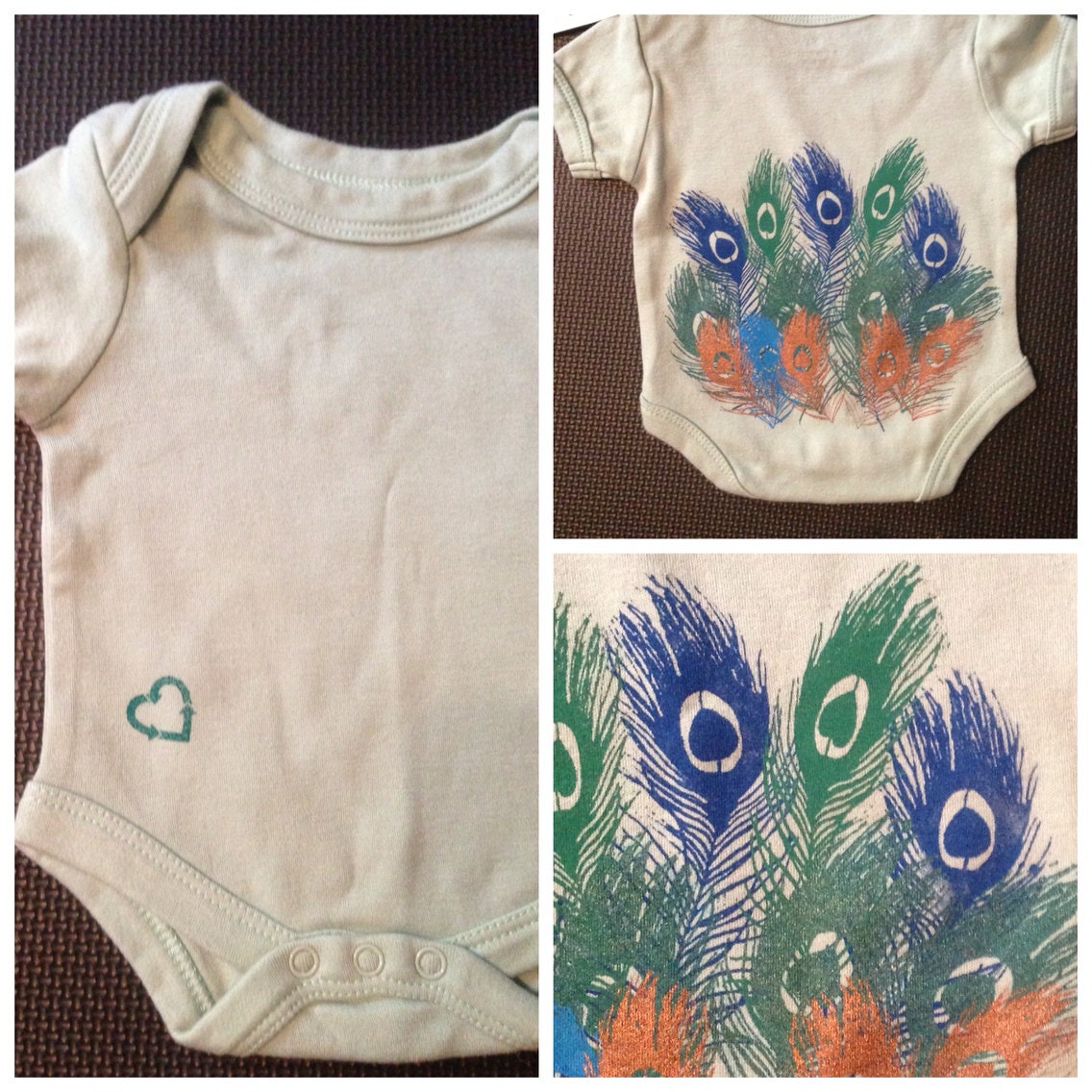Organic Cotton, Peacock Print Onesie, 0-3m