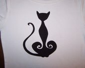 Large Black Cat Iron on Handcut Fabric Iron Applique - Made in the USA