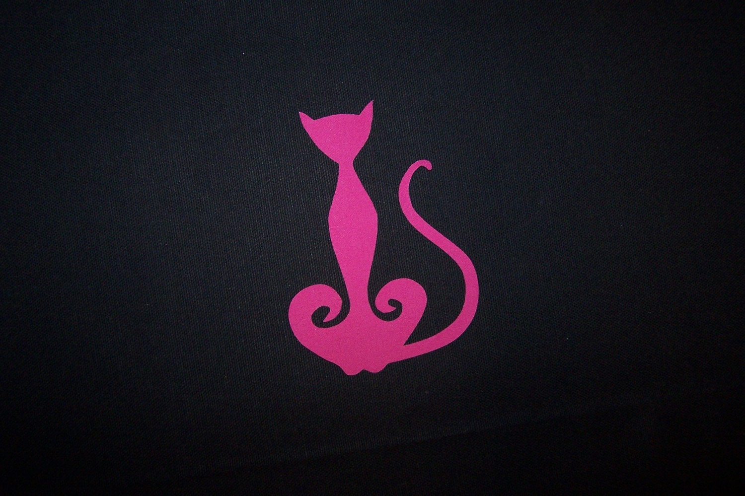Cat Handcut Fabric Iron Applique - Made in the USA - Choose Black or Pink,  Medium Size