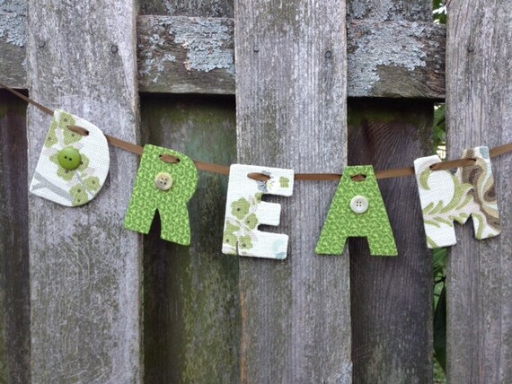 Dream banner, name garland, letter garland, fabric letters, fabric name garland Il_570xn