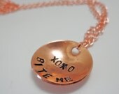 Humorous Copper Disk Necklace XOXO Bite Me