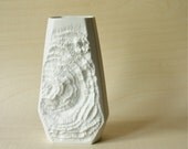 Op Art White Matte German Porcelain Faceted Vase Fossil Crystals by AK Kaiser