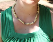 Beaded Necklace and Earring set, earth tones, 20  inches, neutrals, ivory