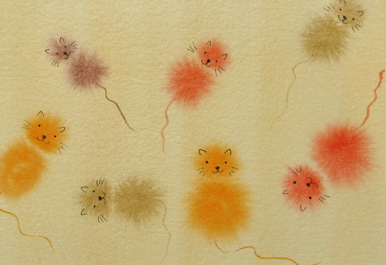 Kitty Microbes 7 - watercolor of kitten microbiome