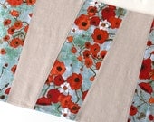 Wonky Stripes Table Runner -- Red Poppies and Linen - Ready to Ship