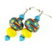 Glass Bead Jewelry, Turquoise Yellow Lampwork Earrings, Dangle Earrings, Beadwork Earrings, Lampwork Jewelry, Colorful Earrings