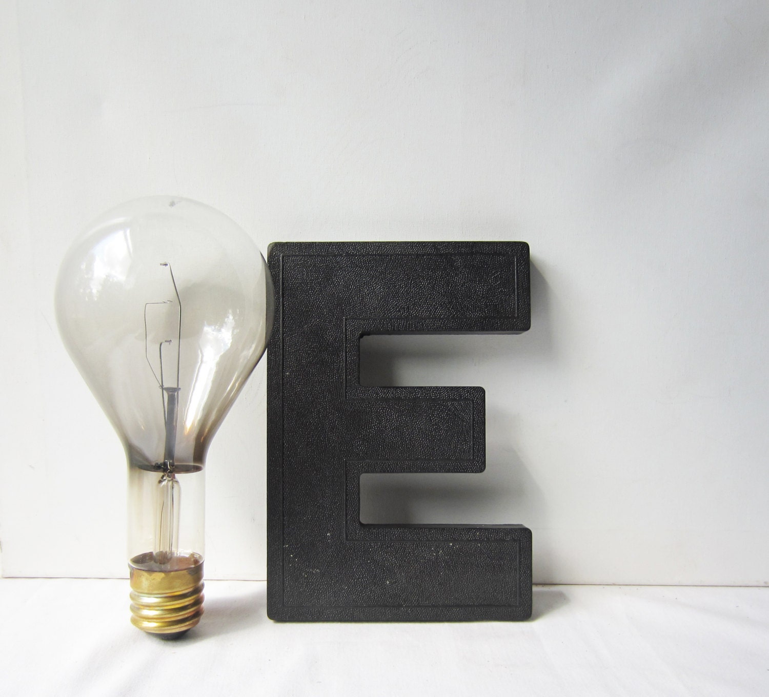 Vintage Black Textured "E" -  Plastic 3-D Letter - Sign - Marquee - 8 1/4" Tall - Wagner Sign Service