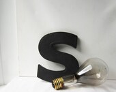 Vintage Black Textured "S" -  Plastic 3-D Letter - Sign - Marquee - 8 1/4" Tall - Wagner Sign Service