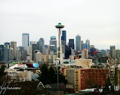Seattle Skyline Photo - Cityscape Photography 8x12 Seattle Space Needle Photo