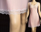 Cute XL plus size pink vintage full slip 1980s vintage (PL282)