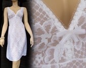 Ivory white XL plus size vintage full slip 1980s vintage (PL287)