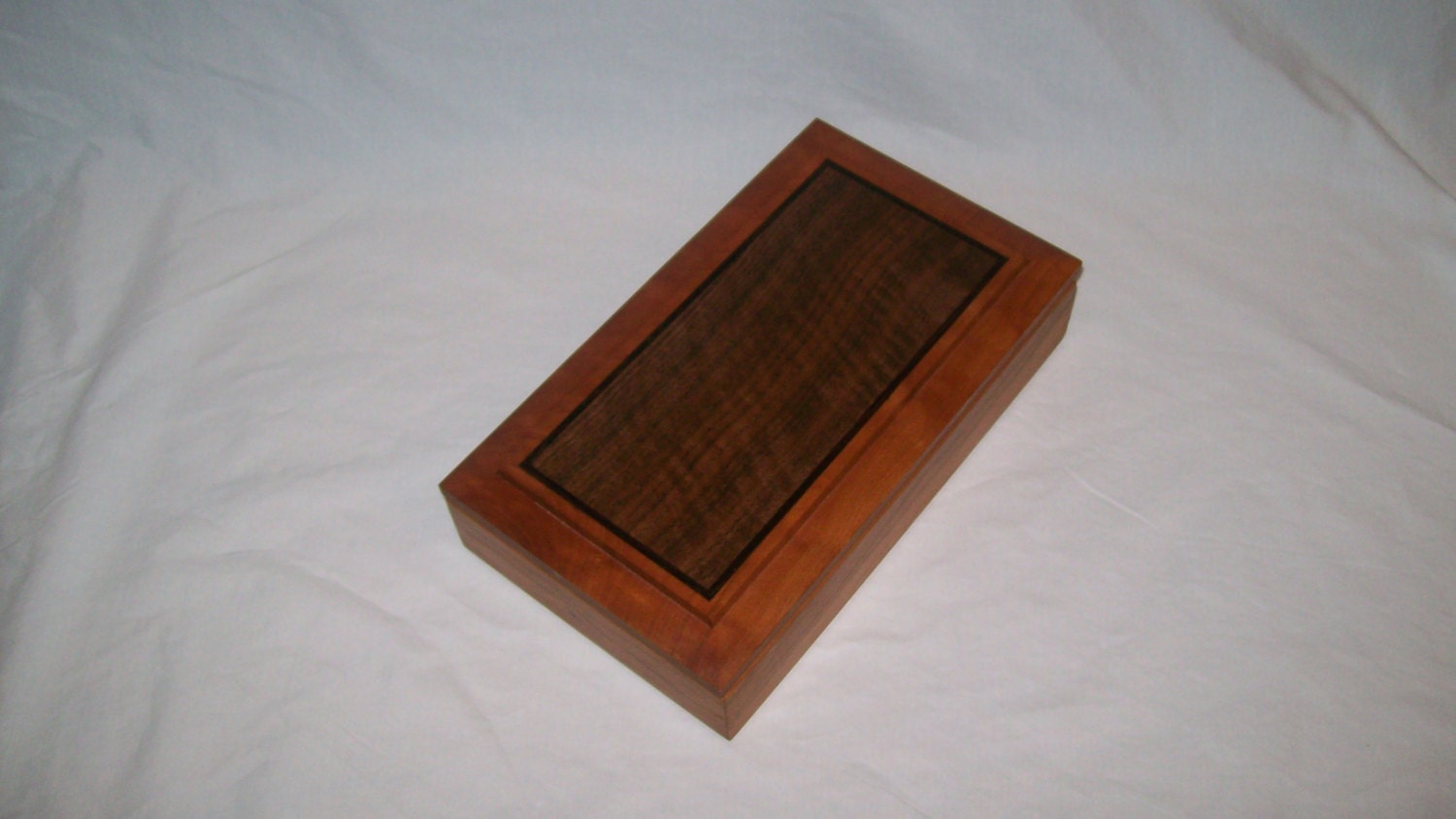 Wooden inlay Ring snd Earring box-Cherry and Fancy Walnut.Handcrafted wood jewelry box or Valet