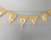 LOVE and Hearts Burlap Banner - Perfect for Weddings and Valentines Day